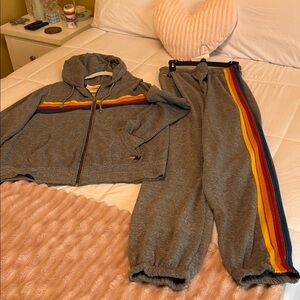 Aviator Nation Gray Set with Rainbow Stripes